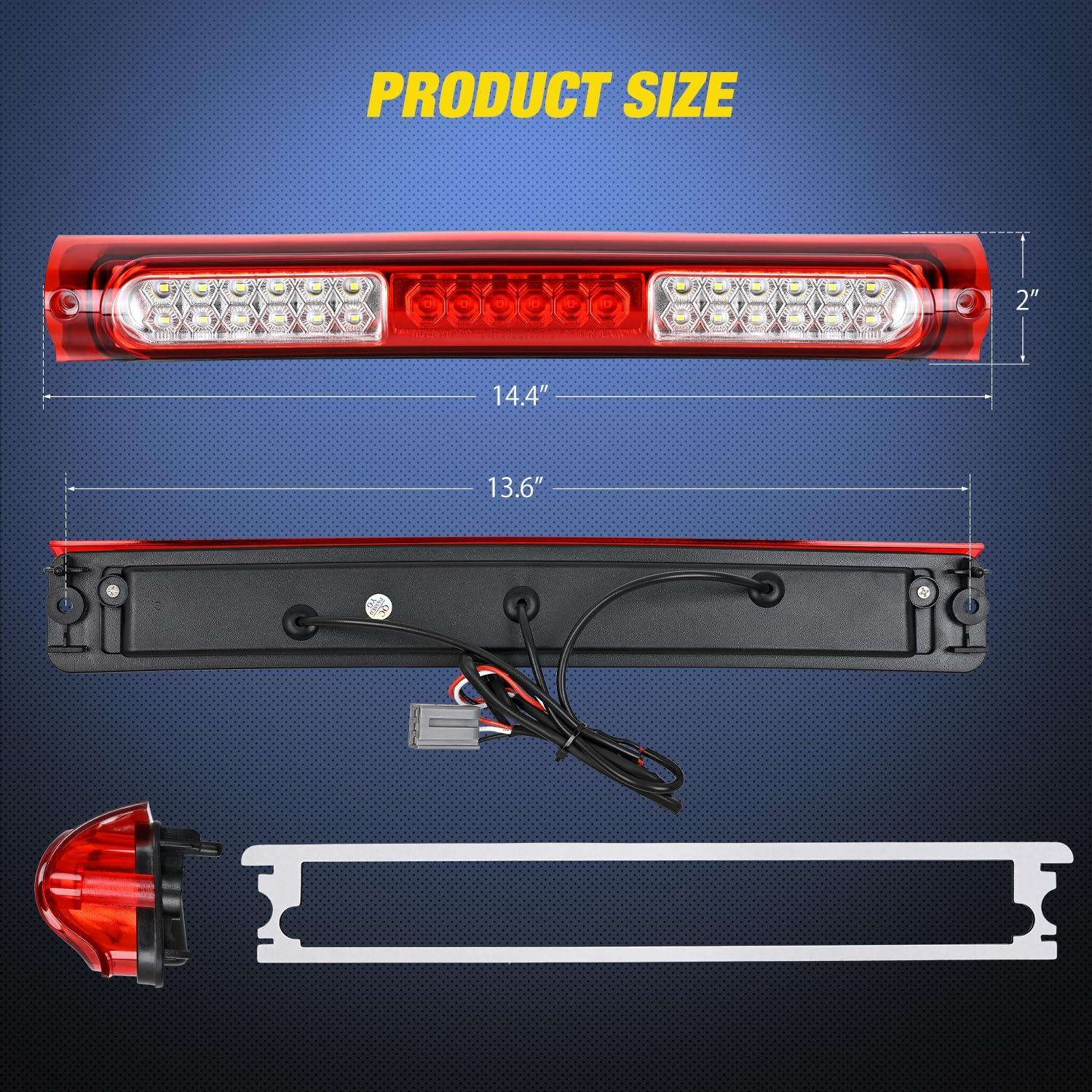 imageNilight Third Brake Light Tail High Mount Stop Upgrade 3rd Stop Lights Replacement for Jeep Wrangler JL JLU 20182023Red Lens