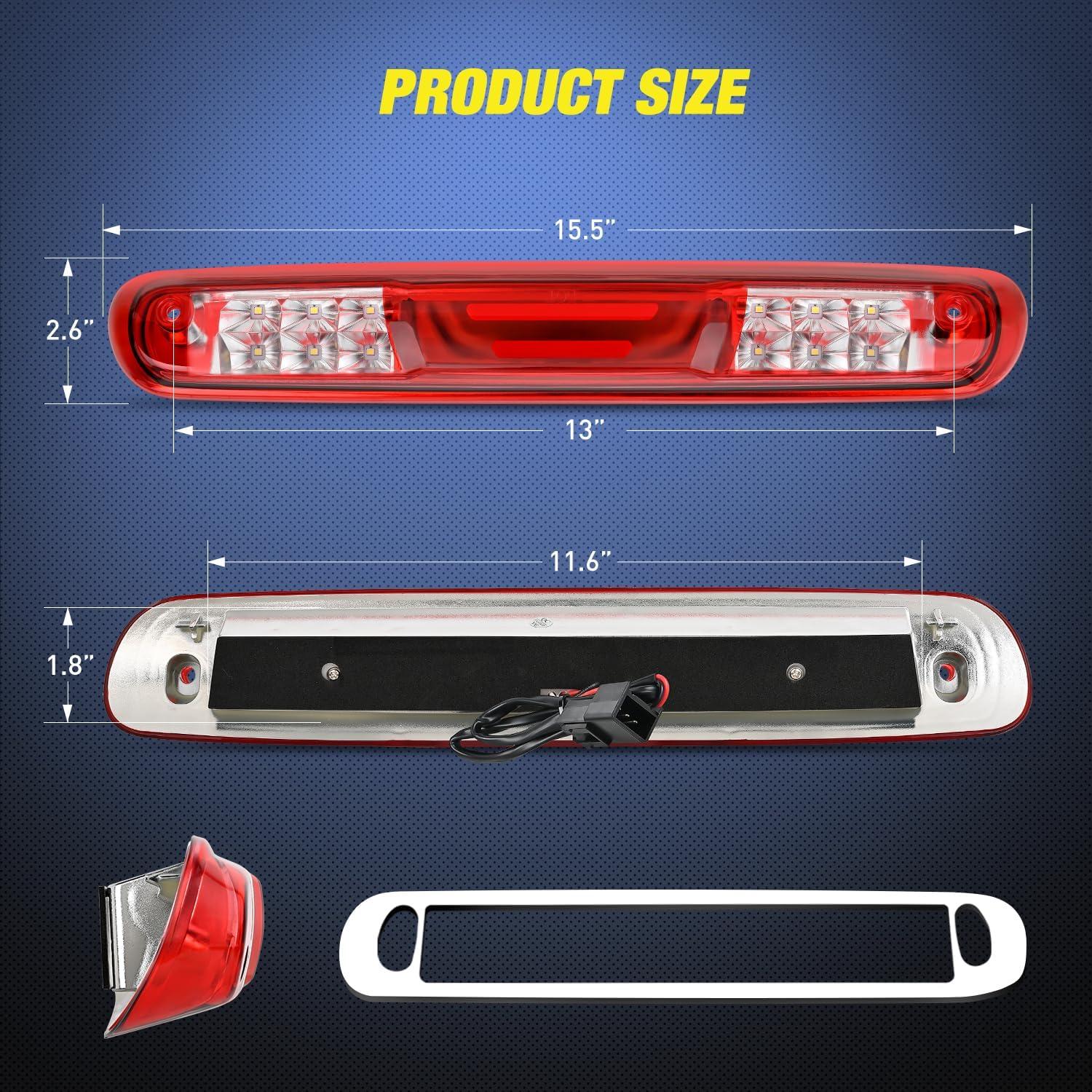 imageNilight Third Brake Light Tail High Mount Stop Upgrade 3rd Stop Lights Replacement for Jeep Wrangler JL JLU 20182023Red Lens