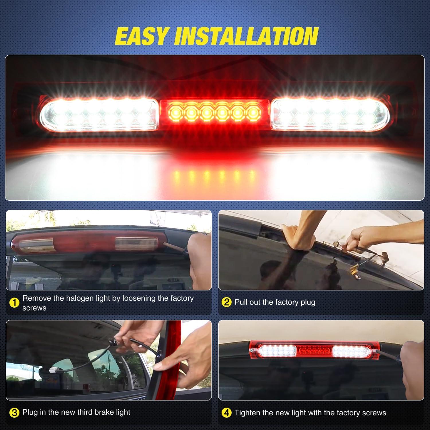 imageNilight Third Brake Light Tail High Mount Stop Upgrade 3rd Stop Lights Replacement for Jeep Wrangler JL JLU 20182023Red Lens