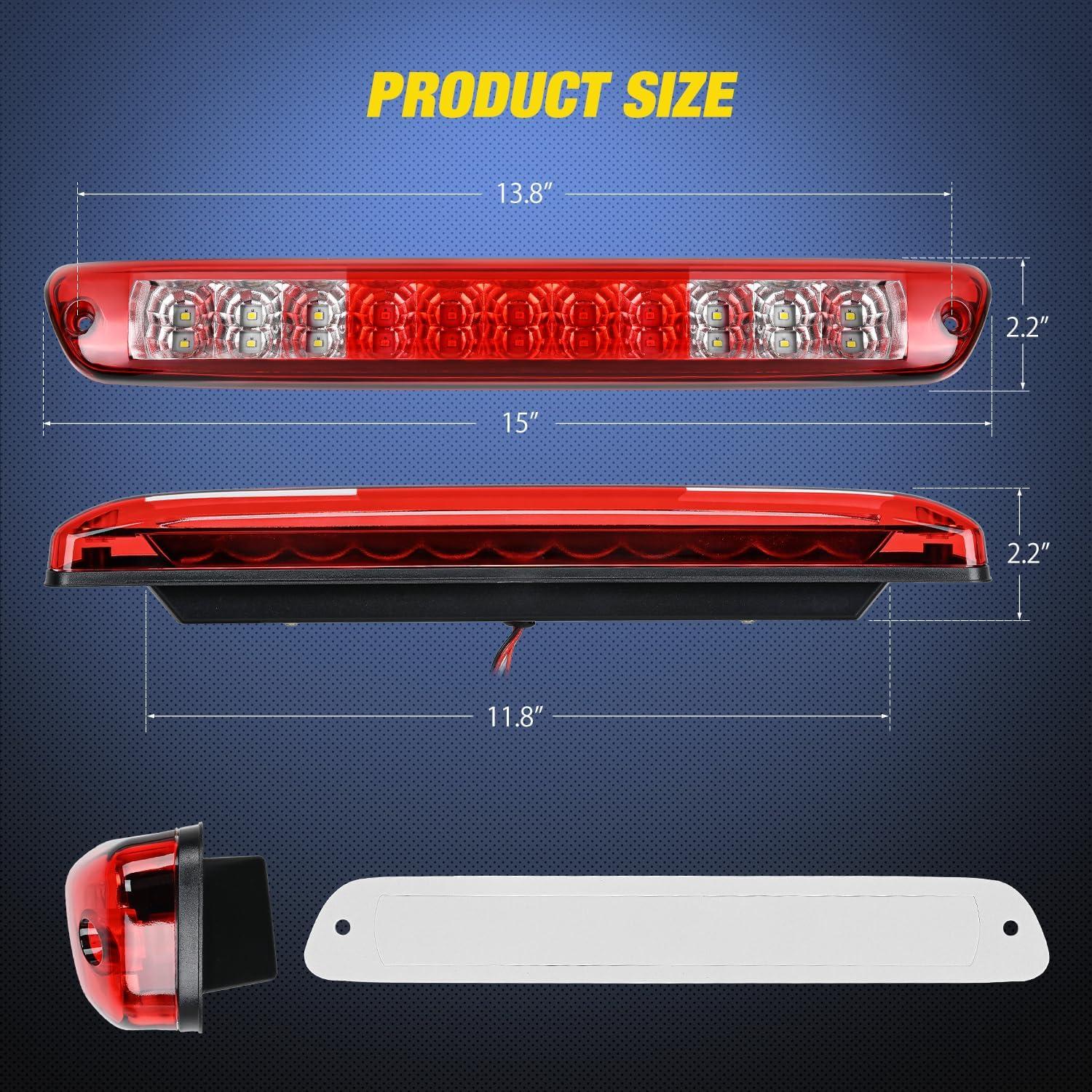 imageNilight Third Brake Light Tail High Mount Stop Upgrade 3rd Stop Lights Replacement for Jeep Wrangler JL JLU 20182023Red Lens