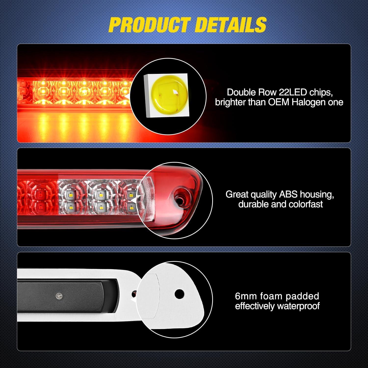 imageNilight Third Brake Light Tail High Mount Stop Upgrade 3rd Stop Lights Replacement for Jeep Wrangler JL JLU 20182023Red Lens