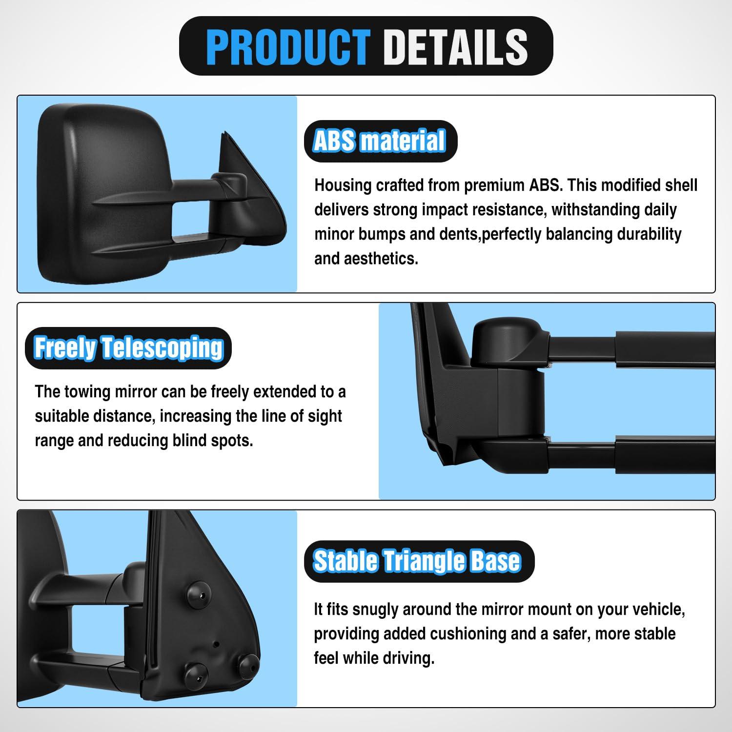 imageNilight Towing Mirrors Manual Adjusted Flat Convex Glass Telescoping Folding Compatible With 19992002 Chevy Silverado GMC Sierra 1500 2500 3500 Suburban Tahoe Avalanche Yukon19992002 ChevyGMC