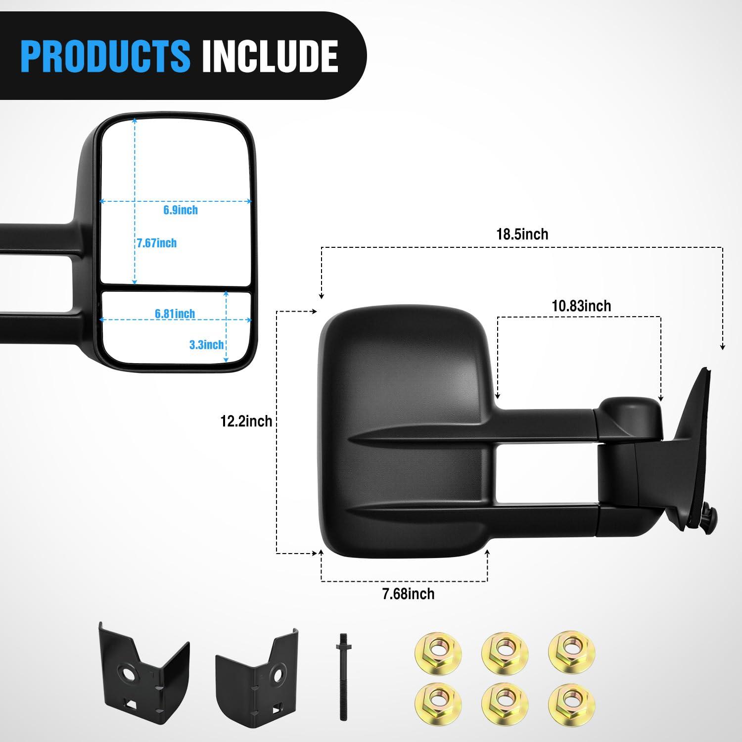 imageNilight Towing Mirrors Manual Adjusted Flat Convex Glass Telescoping Folding Compatible With 19992002 Chevy Silverado GMC Sierra 1500 2500 3500 Suburban Tahoe Avalanche Yukon19881998 ChevyGMC CK