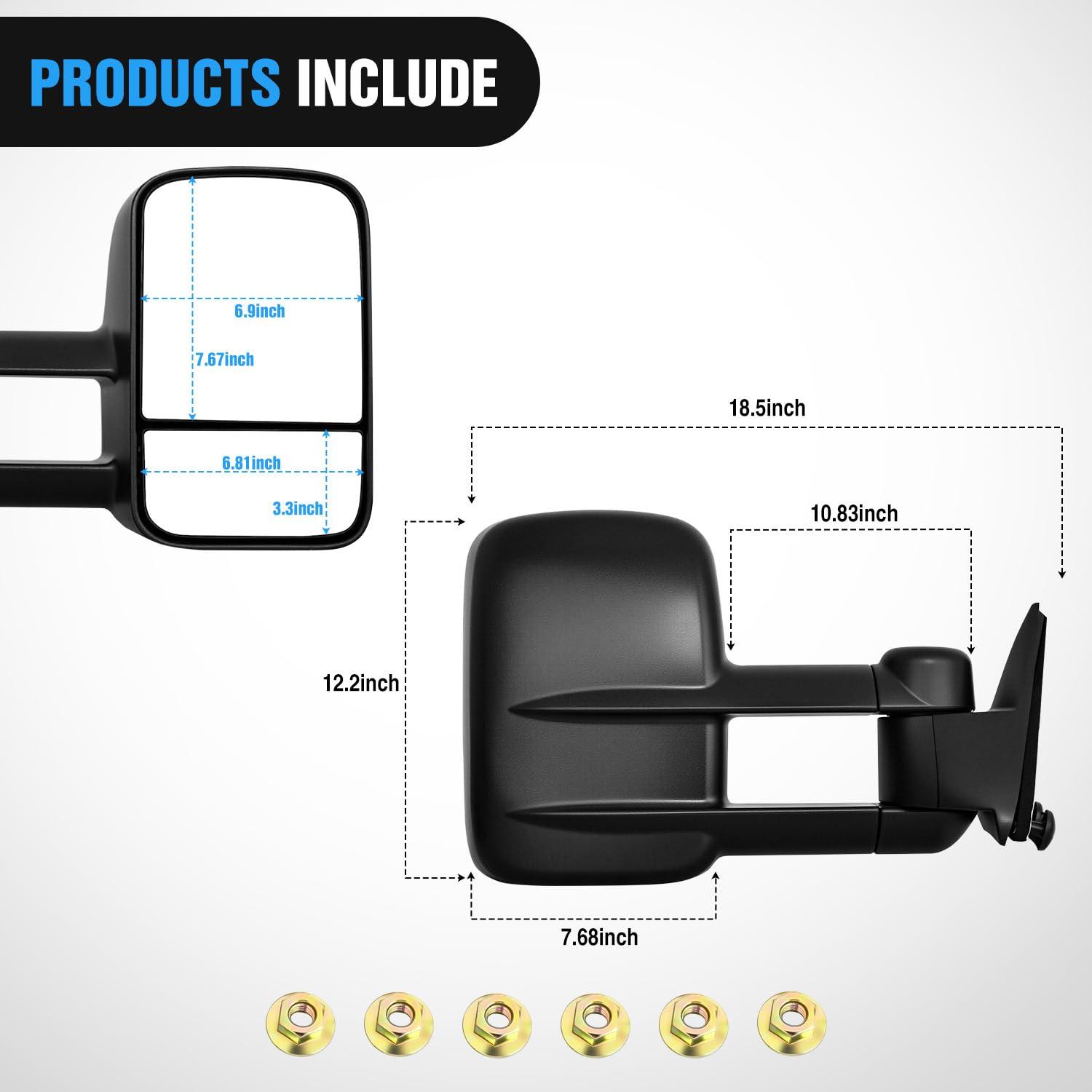 imageNilight Towing Mirrors Manual Adjusted Flat Convex Glass Telescoping Folding Compatible With 19992002 Chevy Silverado GMC Sierra 1500 2500 3500 Suburban Tahoe Avalanche Yukon19992002 ChevyGMC