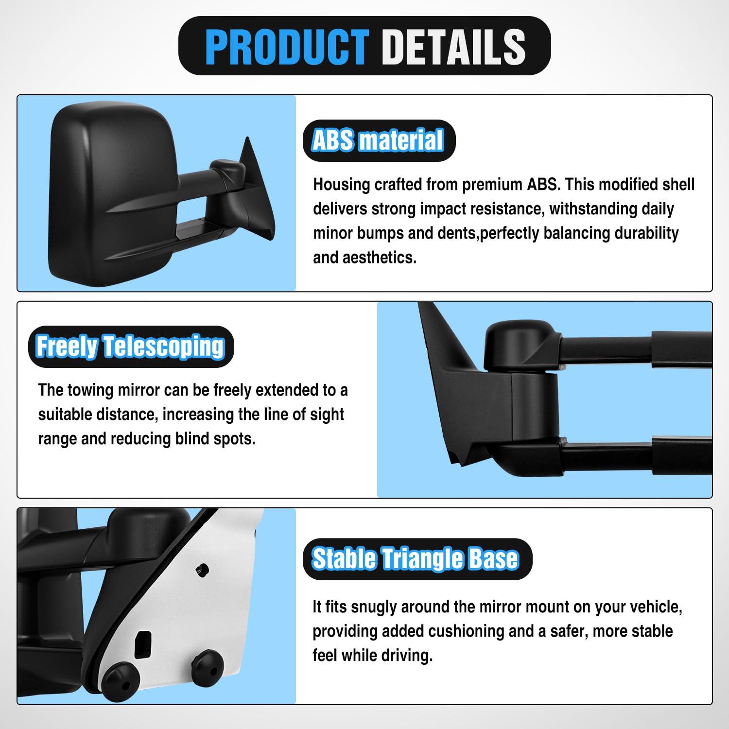 imageNilight Towing Mirrors Manual Adjusted Flat Convex Glass Telescoping Folding Compatible With 19992002 Chevy Silverado GMC Sierra 1500 2500 3500 Suburban Tahoe Avalanche Yukon19881998 ChevyGMC CK