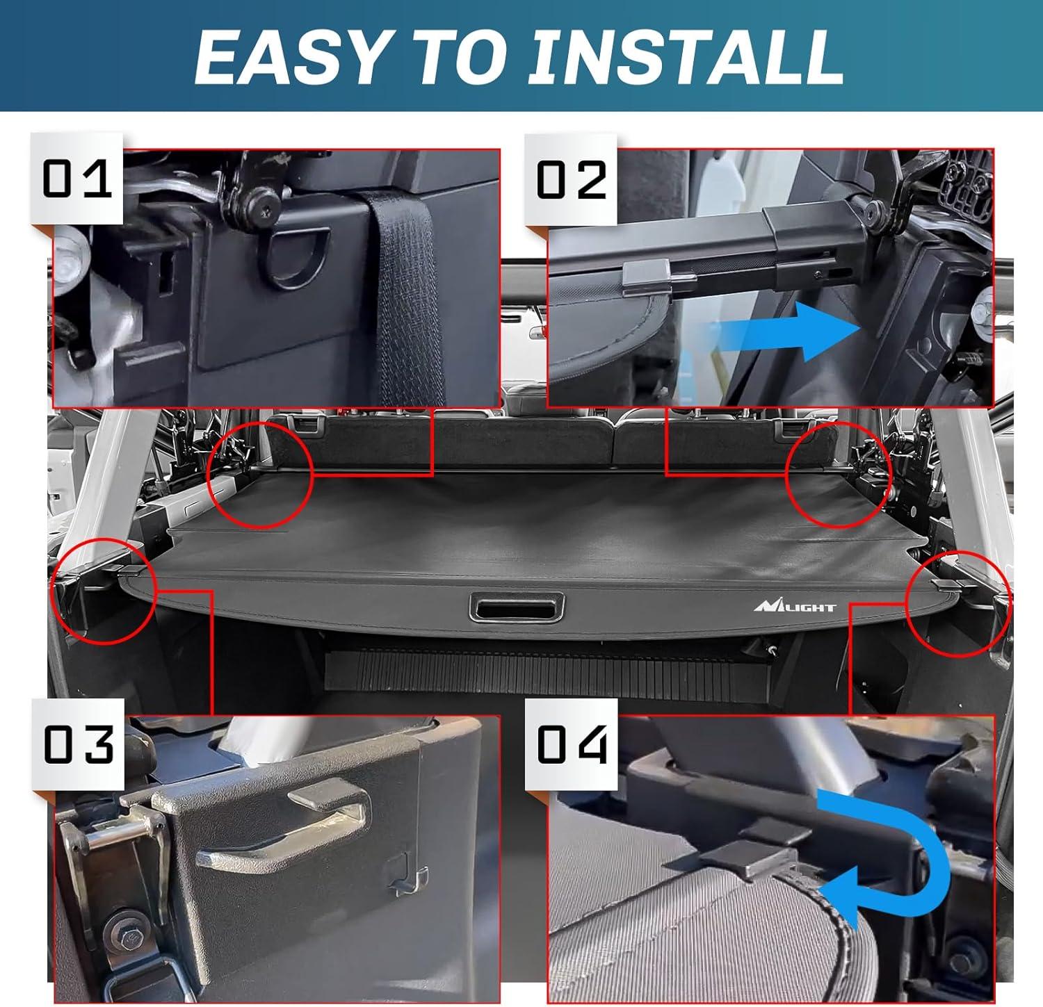 imageNilight Trunk Cargo Cover for Ford Bronco Accessories 2021 2022 2023 2024 2025 4Door Retractable Trunk Cover Security Shade Cargo Cover 1Pack20212025 Ford Bronc 4Door