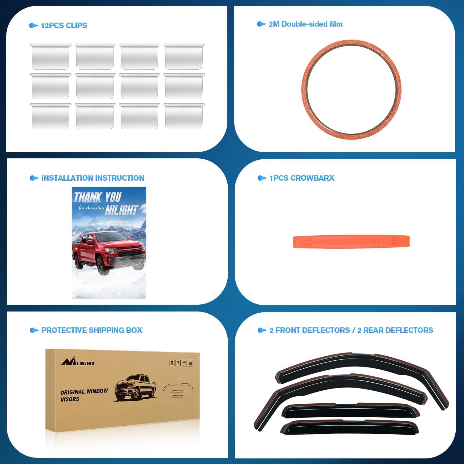 imageNilight in Channel Rain Guards for Tacoma 2005 2006 2007 2008 2009 2010 2011 2012 2013 2014 2015 Double Cab Original Window Deflectors Vent Window Visors4PCSTacoma 20052015 Double Cab