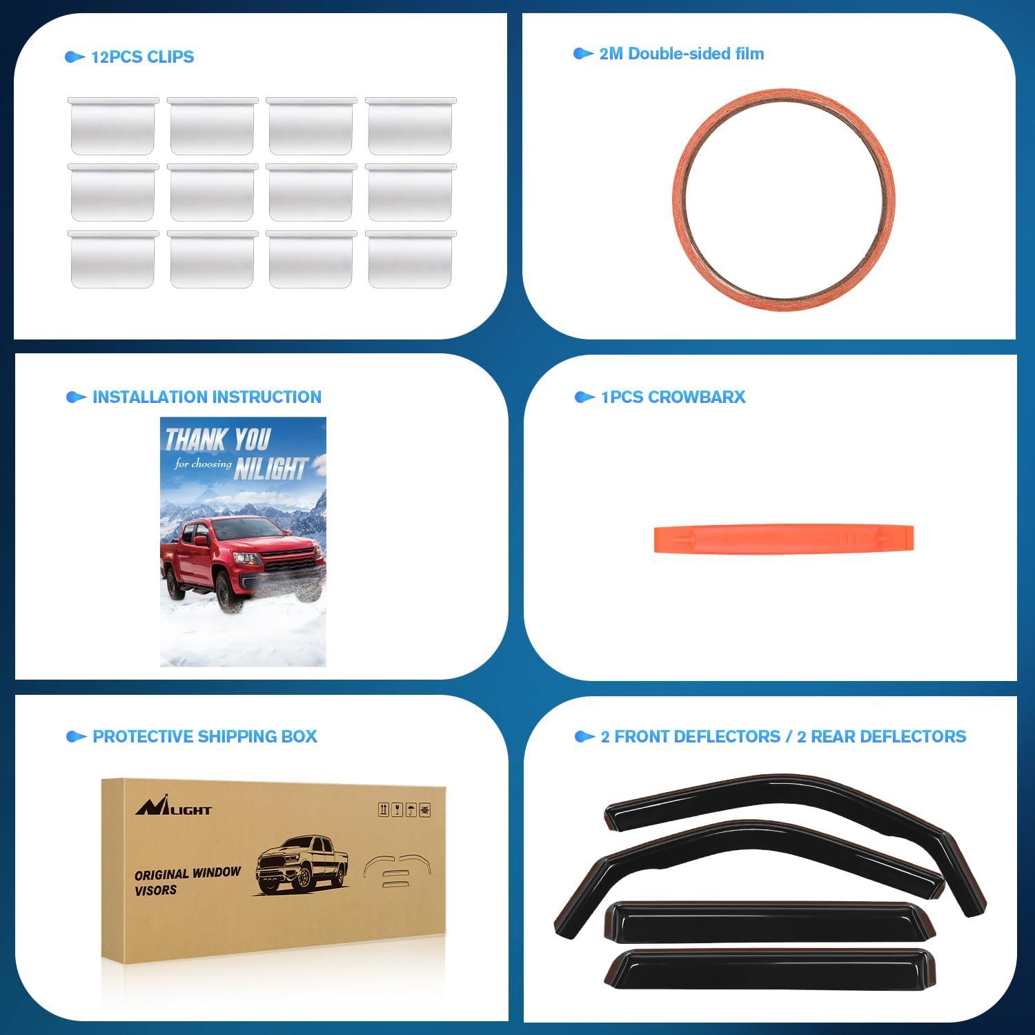 imageNilight in Channel Window Deflectors for Ford Explorer 2011 2012 2013 2014 2015 2016 2017 2018 2019 Vent Window VisorsRain Guards4PCSFord Bronco Sport 20212024