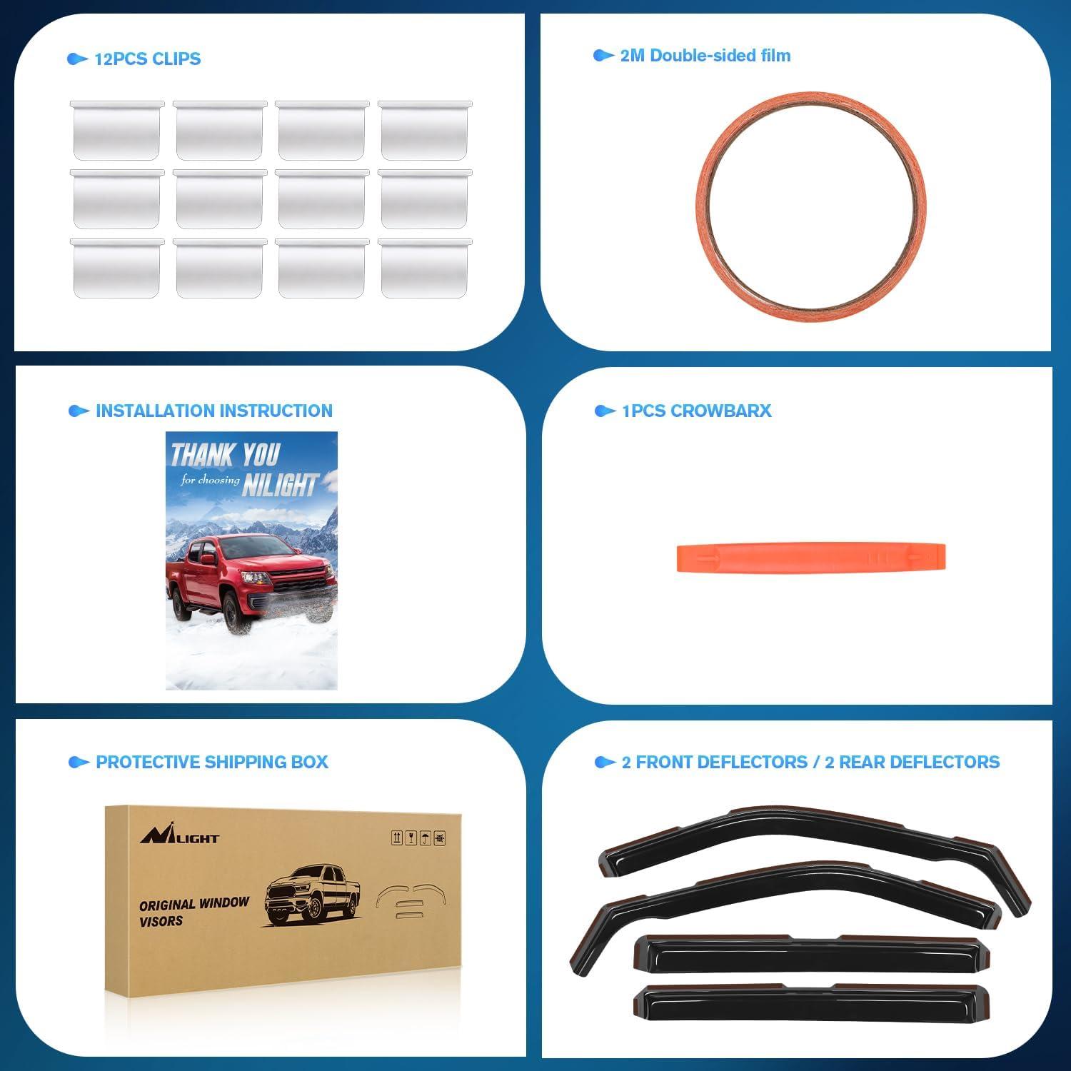 imageNilight in Channel Window Deflectors for Ford Explorer 2011 2012 2013 2014 2015 2016 2017 2018 2019 Vent Window VisorsRain Guards4PCSFord Explorer 20112019