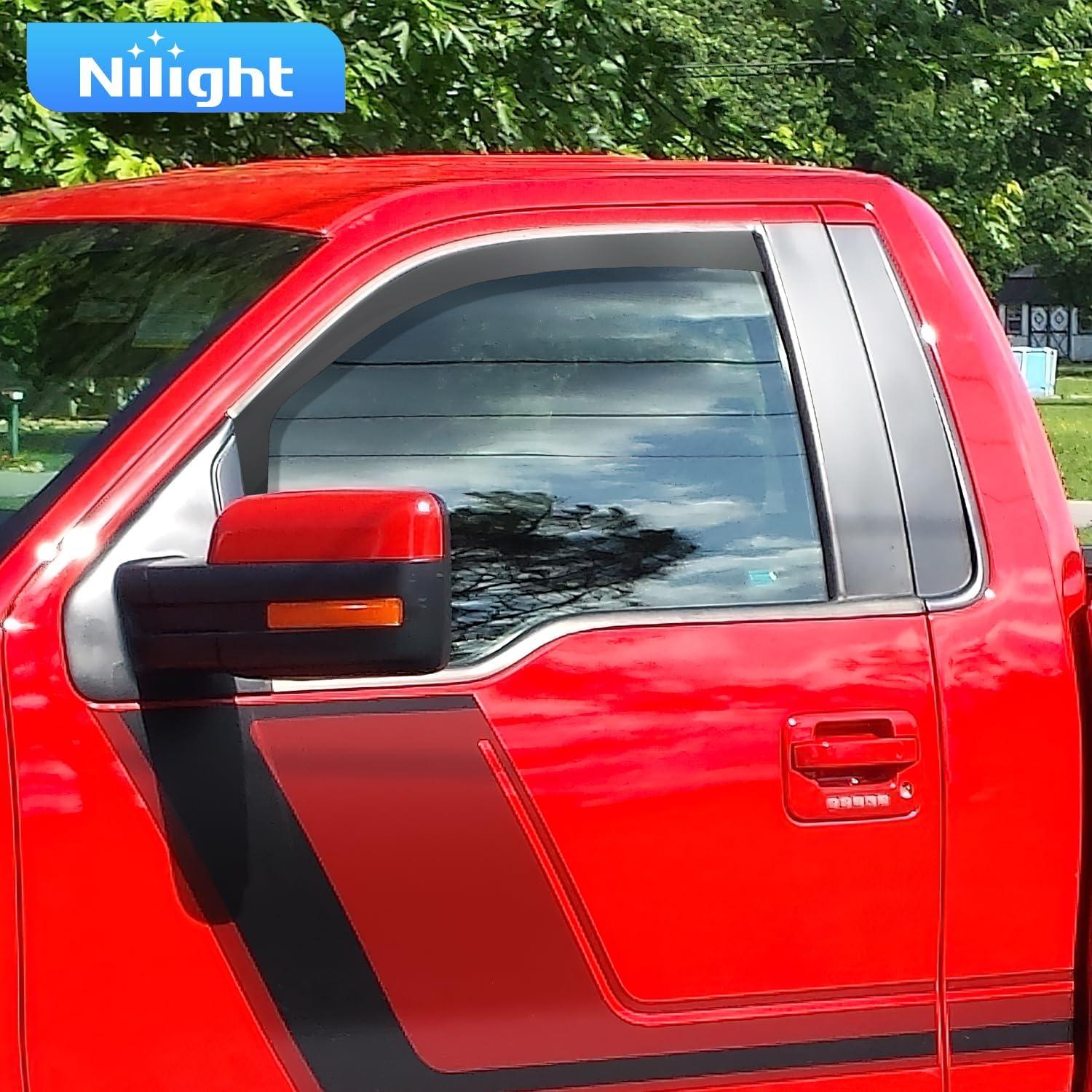 imageNilight in Channel Window Deflectors for Ford Explorer 2011 2012 2013 2014 2015 2016 2017 2018 2019 Vent Window VisorsRain Guards4PCSFord F150 Regular Cab 20212024