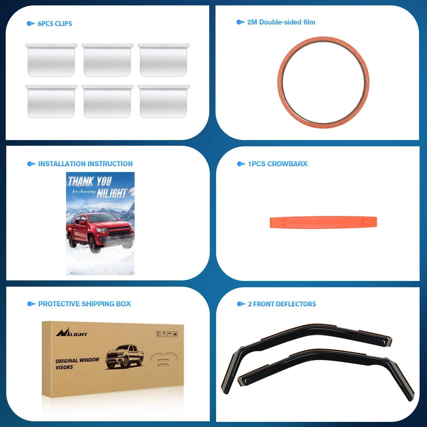 imageNilight in Channel Window Deflectors for Ford Explorer 2011 2012 2013 2014 2015 2016 2017 2018 2019 Vent Window VisorsRain Guards4PCSFord F150 Regular Cab 20212024