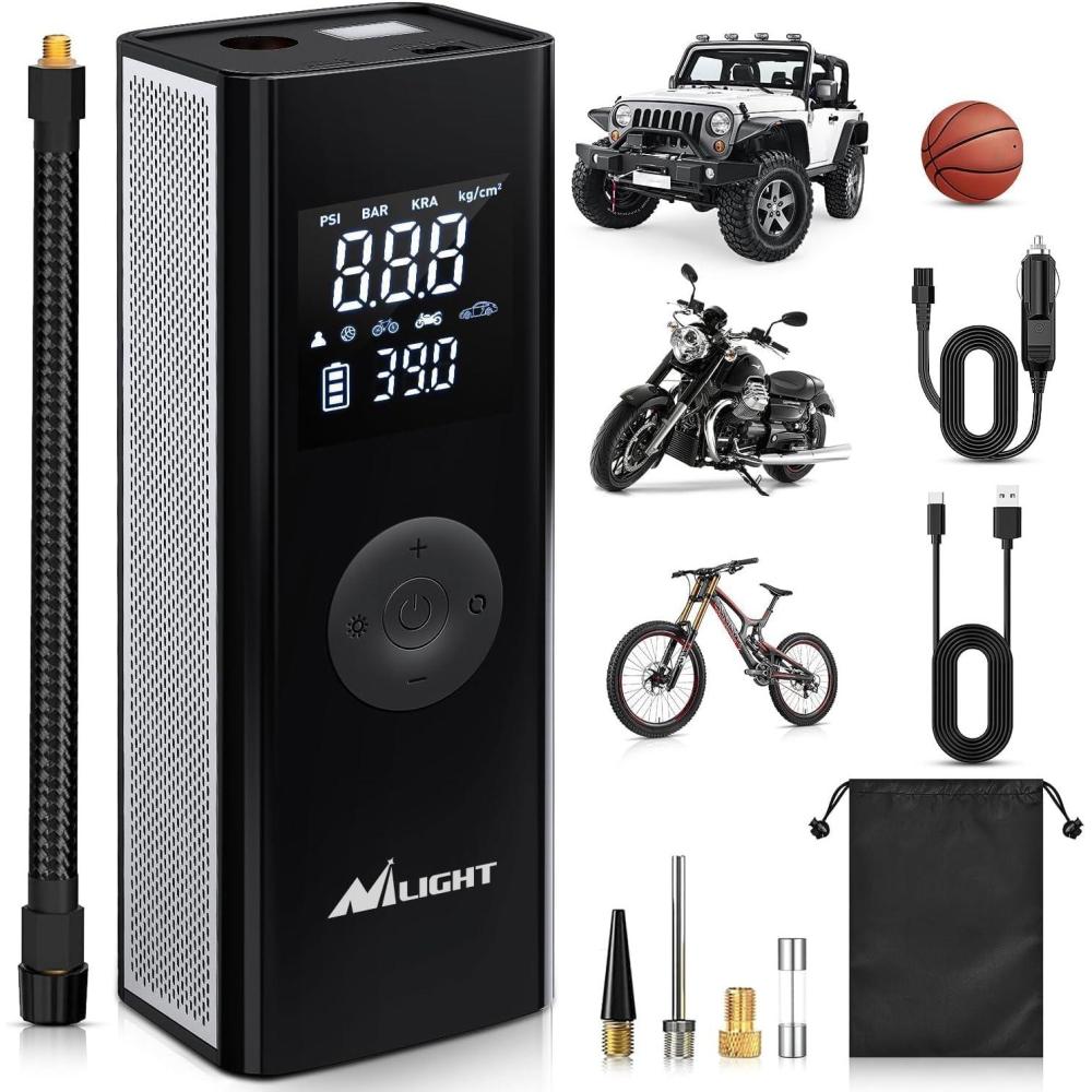 imageNilight  50057A Digital Tire Inflator Deflator with Pressure Gauge 250 PSI Air Chuck and Compressor Accessories with Rubber Hose and Quick Connect Coupler for 01 Display ResolutionCordless Air Compressor Pump