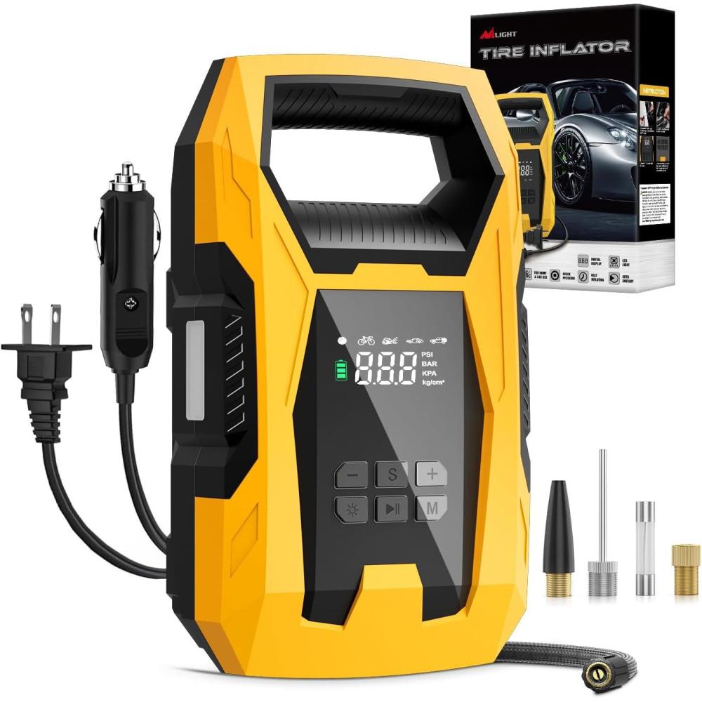 imageNilight 50057A Digital Tire Inflator Deflator with Pressure Gauge 250 PSI Air Chuck and Compressor Accessories with Rubber Hose and Quick Connect Coupler for 01 Display ResolutionAcDc Tire Inflator