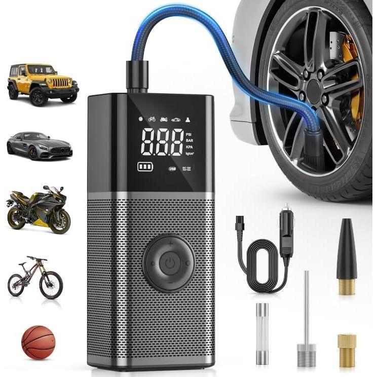 imageNilight  50057A Digital Tire Inflator Deflator with Pressure Gauge 250 PSI Air Chuck and Compressor Accessories with Rubber Hose and Quick Connect Coupler for 01 Display ResolutionCordless Tire Inflator