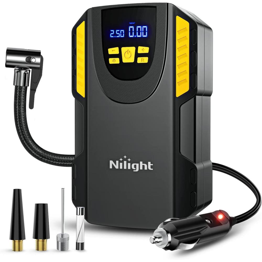 imageNilight 50057A Digital Tire Inflator Deflator with Pressure Gauge 250 PSI Air Chuck and Compressor Accessories with Rubber Hose and Quick Connect Coupler for 01 Display ResolutionAir Compressor Pump