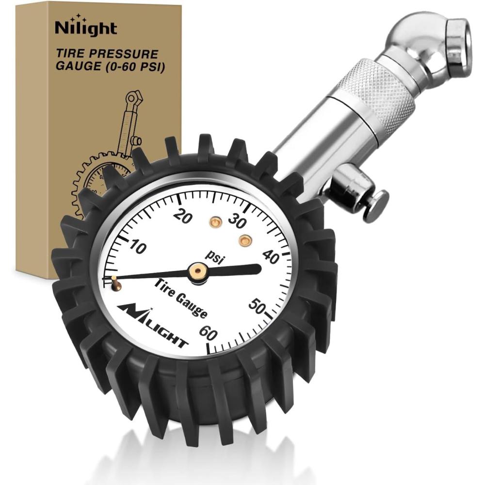 imageNilight  50057A Digital Tire Inflator Deflator with Pressure Gauge 250 PSI Air Chuck and Compressor Accessories with Rubber Hose and Quick Connect Coupler for 01 Display Resolution60psi Tire Gauge