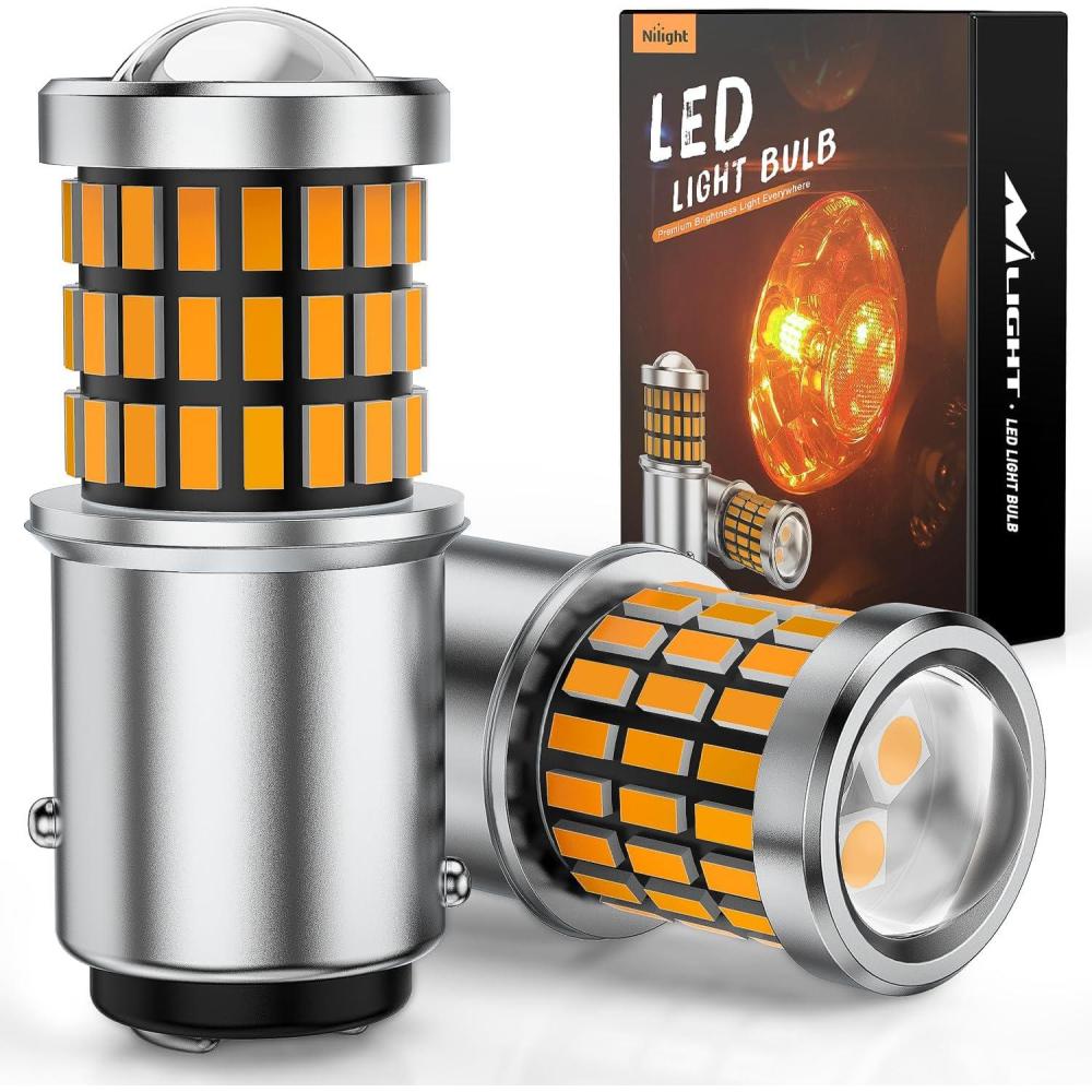 imageNilight 1157 LED Bulb 2PCS 57LED 6100K Cool White 2057 2357 BAY15D 7528 Reverse Back Up Light Day Running Light Tail Light with Projector Replacement for Trucks Cars Motorcycles 2 Years WarrantyAmber