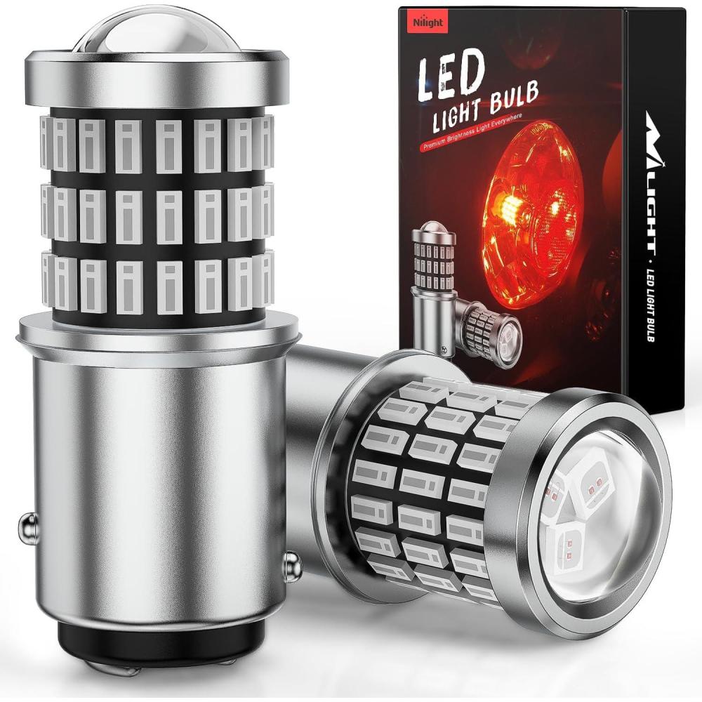 imageNilight 1157 LED Bulb 2PCS 57LED 6100K Cool White 2057 2357 BAY15D 7528 Reverse Back Up Light Day Running Light Tail Light with Projector Replacement for Trucks Cars Motorcycles 2 Years WarrantyRed