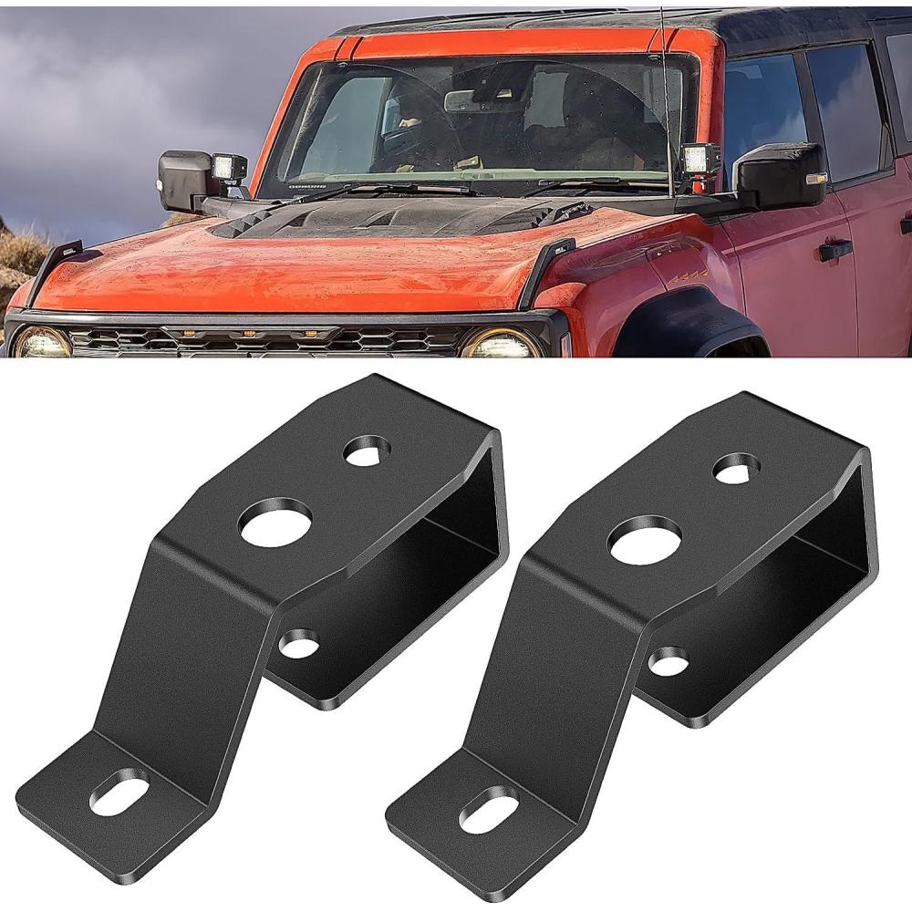 imageNilight 2PCS Lower Windshield Hinge Mounting Brackets APillar Brackets for Offroad LED Fog Light Pods for 2021 2022 2023 2024 Ford BroncoFor Bronco 20212024