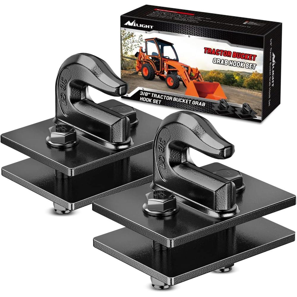 imageNilight 2PCS Tractor Bucket Grab Hook 38 Heavy Duty Drop Forged Steel Bolt On ZincCoated Cast Tow Max 15000 LBS BlackGrab Hook