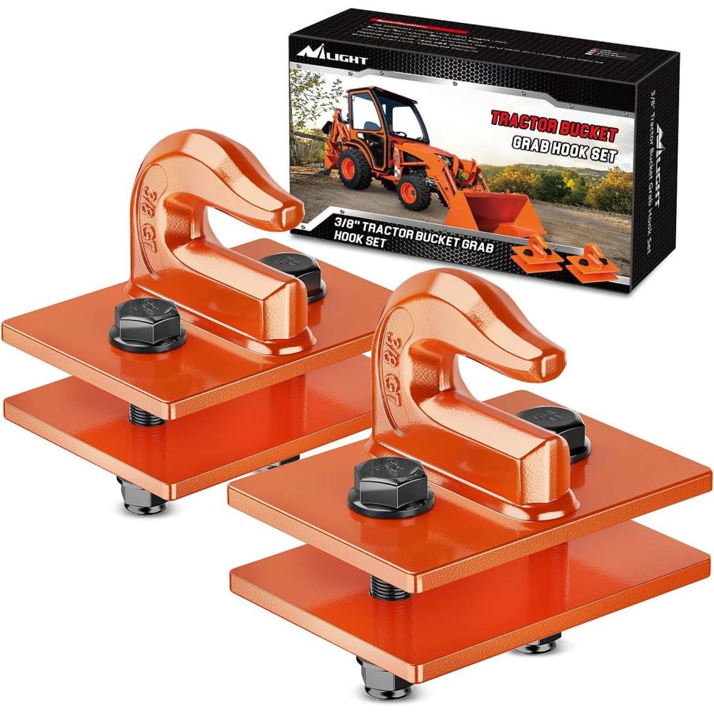 imageNilight 2PCS Tractor Bucket Grab Hook 38 Heavy Duty Drop Forged Steel Bolt On ZincCoated Cast Tow Max 15000 LBS OrangeOrange