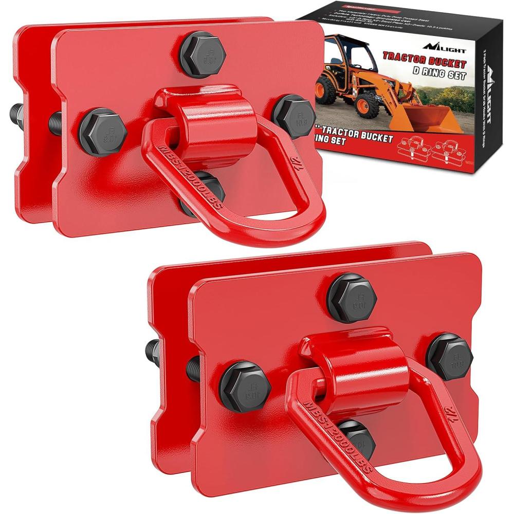 imageNilight 2Pcs 12quot D Rings for Trailers Heavy Duty Trailer Tie Down Rings Incl Mounting Hardware Forged Steel BoltOn Grab with Back Plates Compatible with Tractor RV UTV Truck Max 12000Lbs Red