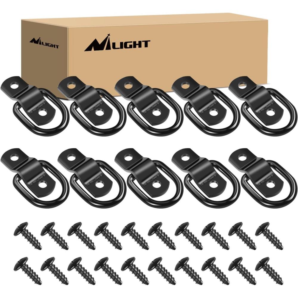 imageNilight 6Pcs 38 DRings Heavy Duty Truck Tie Down Anchors Steel 6000 Pound Tie Down Rings Hooks Loads on Trucks Trailers Boats RV Campers Vans Kayaks Motorcycles Deliveries ATVsSilver14 10Pcs Black