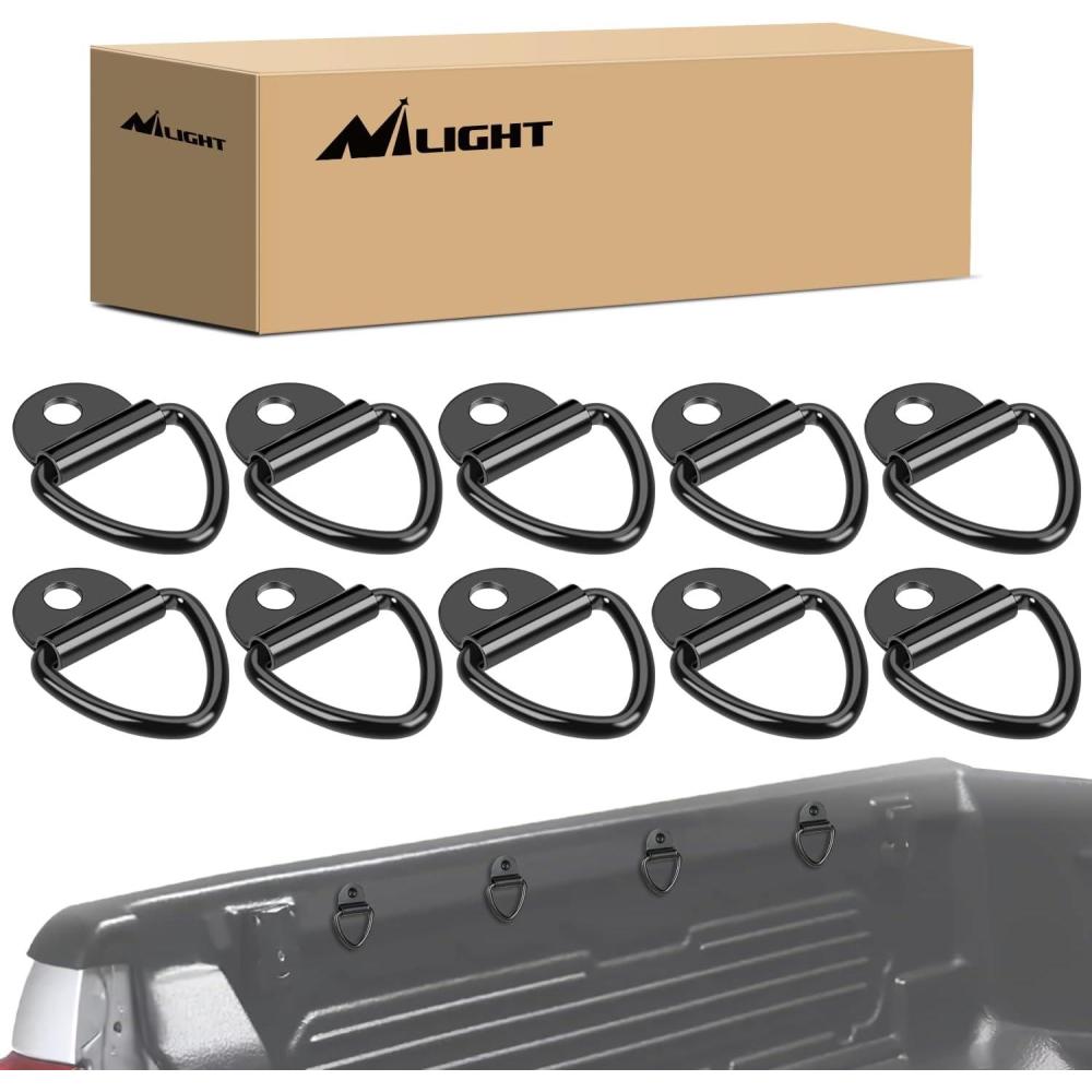 imageNilight 6Pcs 38 DRings Heavy Duty Truck Tie Down Anchors Steel 6000 Pound Tie Down Rings Hooks Loads on Trucks Trailers Boats RV Campers Vans Kayaks Motorcycles Deliveries ATVsSilverVring 10Pcs Black
