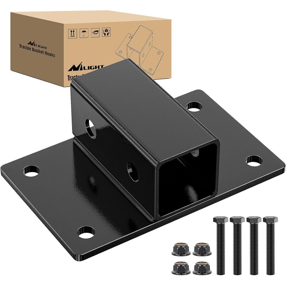 imageNilight Bolt on Tractor Bucket 2 inch Towing Receiver 58Pin Hole Class 3 Trailer Hitch 25573LBS Work Well for Tractor Bucket RV UTV Truck