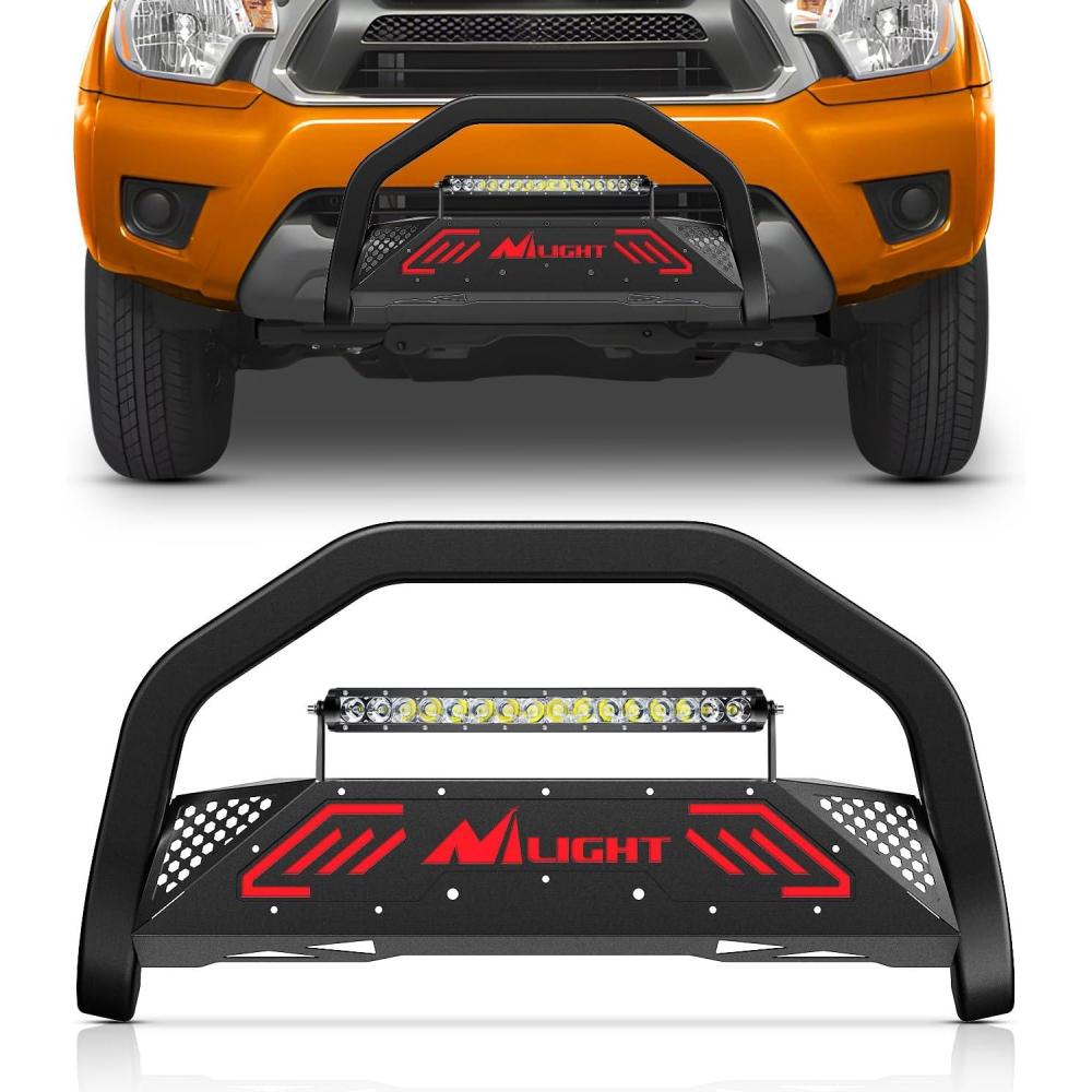 imageNilight Bull BarampampLicense Plate Hole with LED Light Bar Compatible with Toyota Tundra 19992006 for Toyota Sequoia 20012007 Truck Brush Guard Front Bumper Push Bar wGrille Skid Plate Light MountFor Toyota Tacoma 20052015