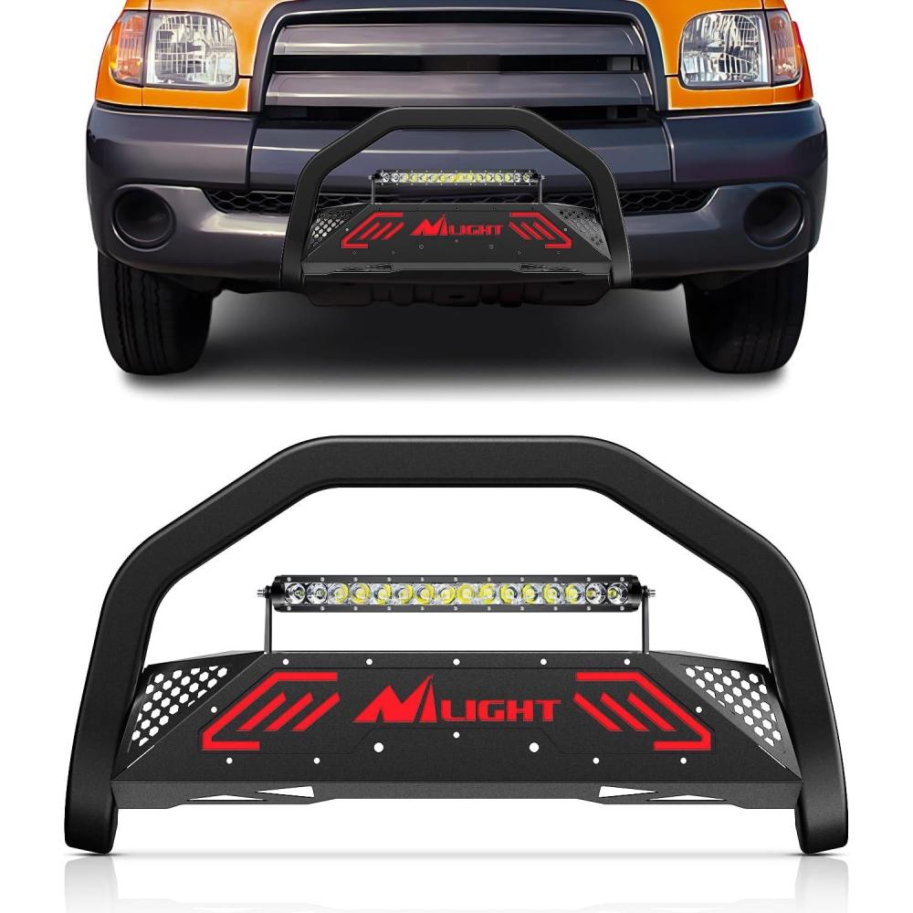 imageNilight Bull BarampampLicense Plate Hole with LED Light Bar Compatible with Toyota Tundra 19992006 for Toyota Sequoia 20012007 Truck Brush Guard Front Bumper Push Bar wGrille Skid Plate Light MountFor Toyota Tundra 19992006Sequoia 20012007