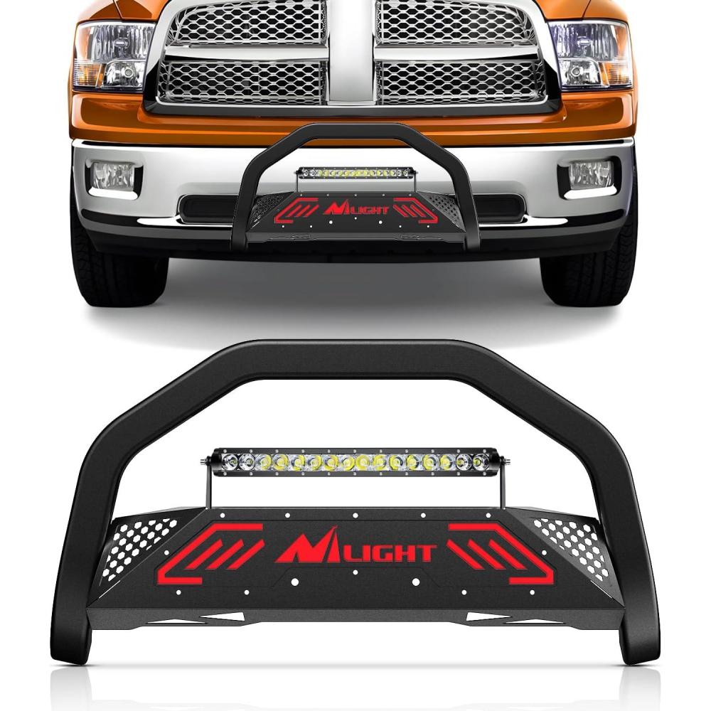 imageNilight Bull BarampampLicense Plate Hole with LED Light Bar Compatible with Toyota Tundra 19992006 for Toyota Sequoia 20012007 Truck Brush Guard Front Bumper Push Bar wGrille Skid Plate Light MountFor Dodge Ram 20092018