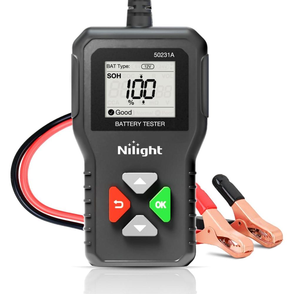 imageNilight Car Battery Tester 6V 12V 24V Accurate Digital Auto Analyzer 1002000 CCA Voltage SOH SOC Internal Resistance Test for Cars Trucks SUV ATV Boats Motorcycles Vehicle
