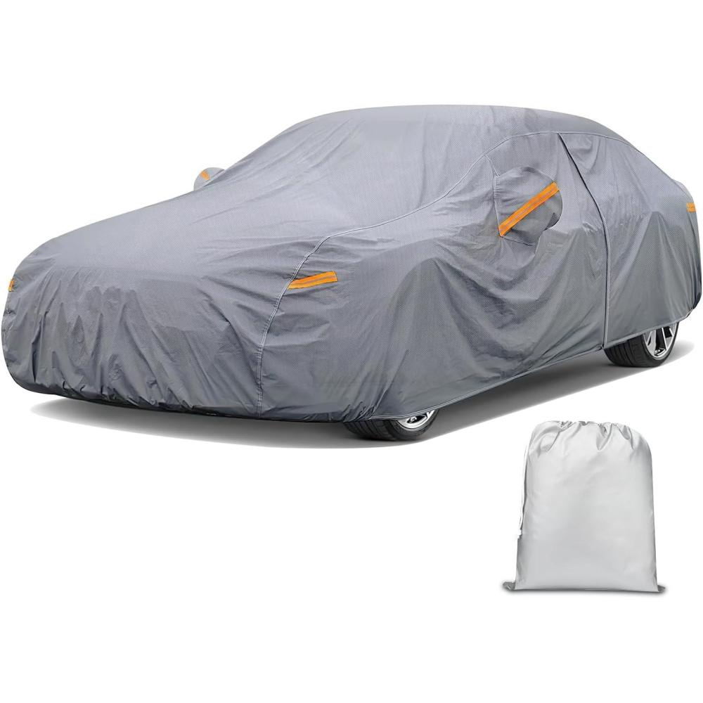 imageNilight Car Cover Waterproof All Weather for Truck Heavy Duty Outdoor Rain Sun UV Protection With Zipper Cotton Extra Thick Universal Fit Up to 210quot Max Cab Length 126quotA0 Fit SedanLength Up To 177