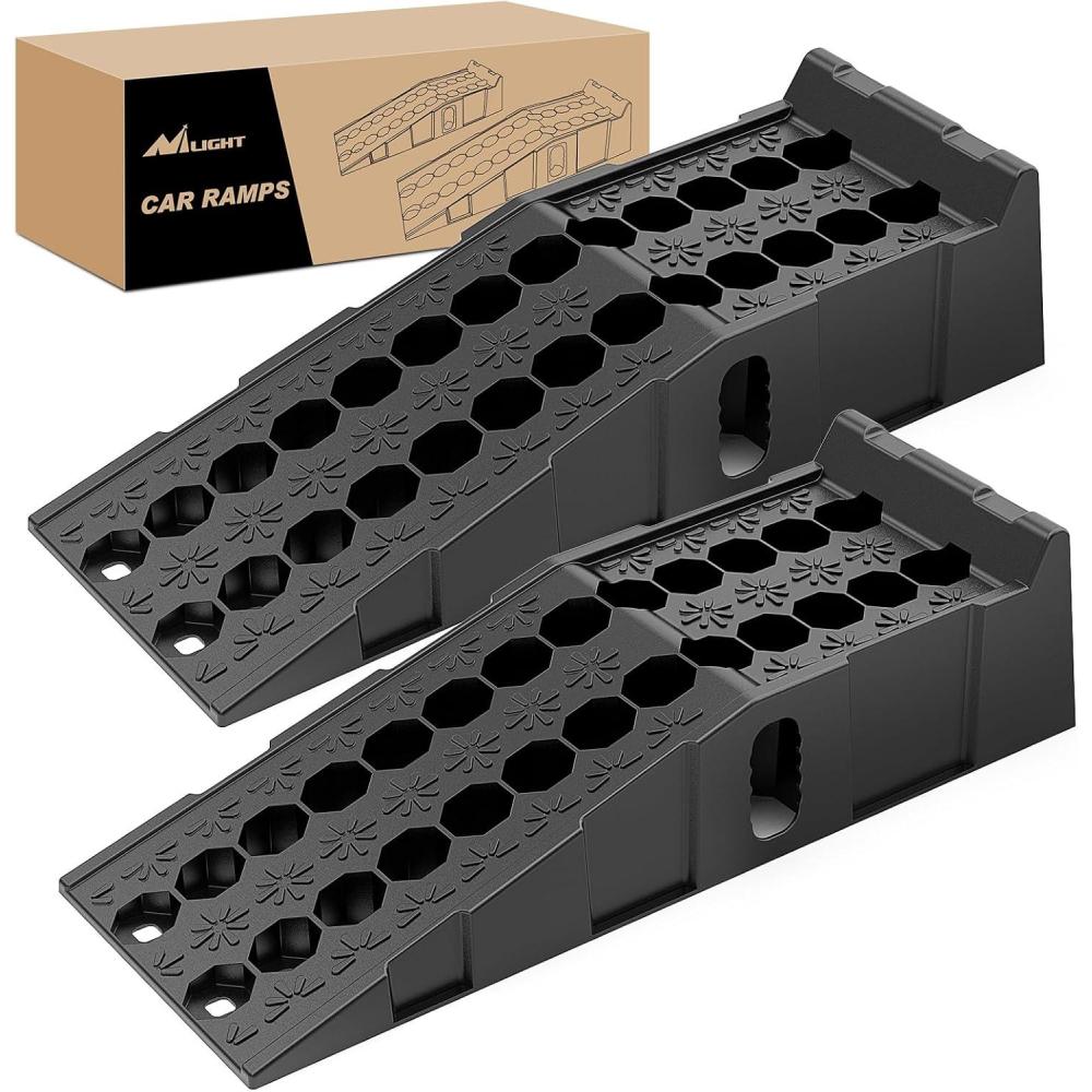 imageNilight Car Ramps 67quot Lift Heavy Duty Truck Ramps Portable Vehicle Service Ramp for Home Garage Maintenance 16000lb GVW Capacity Per PairTruck Ramp