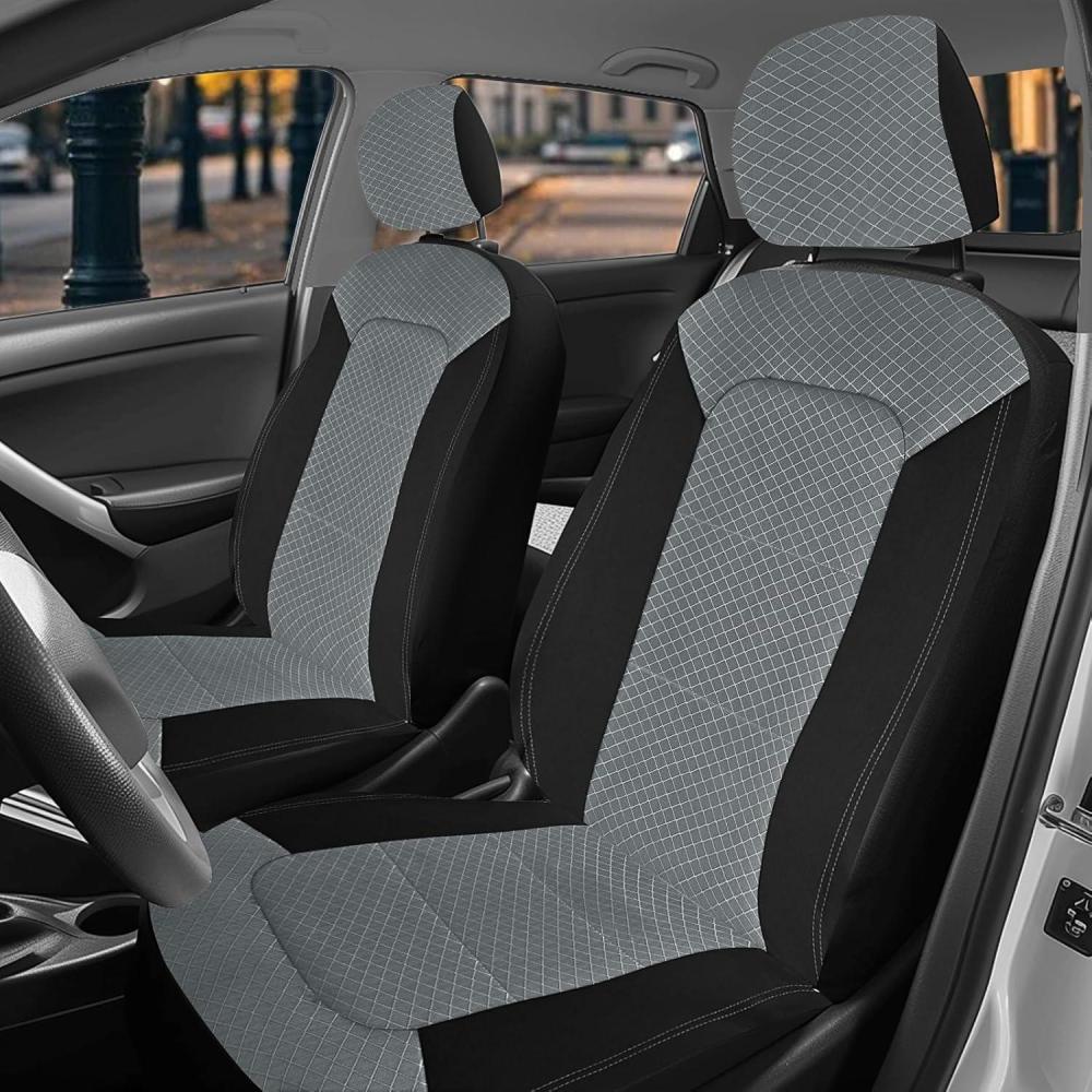 imageNilight Car Seat Cover 2PCS Black Brown Breathable Mesh Interior Covers with Removable Headrest Airbag Compatible Universal for Cars Truck and SUV Front SeatsBlack Grey Combo