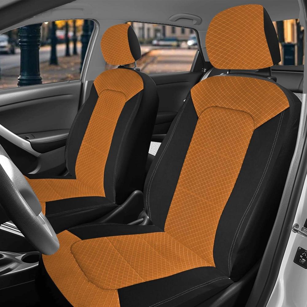 imageNilight Car Seat Cover 2PCS Black Brown Breathable Mesh Interior Covers with Removable Headrest Airbag Compatible Universal for Cars Truck and SUV Front SeatsBlack Brown Combo