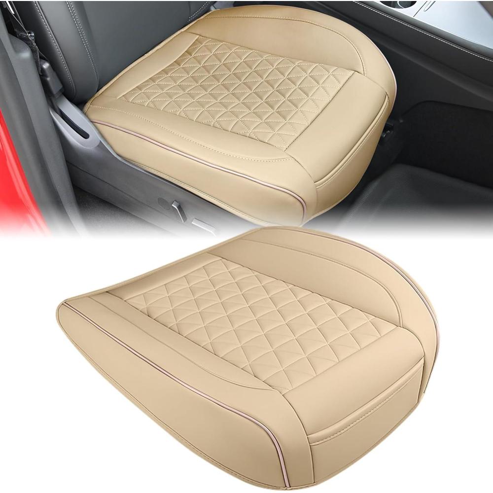 imageNilight Car Seat Cushion Cover Beige Leather Front Seats Waterproof AntiSlip with Storage Bag Wraps Bottom Fits Cars Sedan Van SUV TruckBeige Triangle