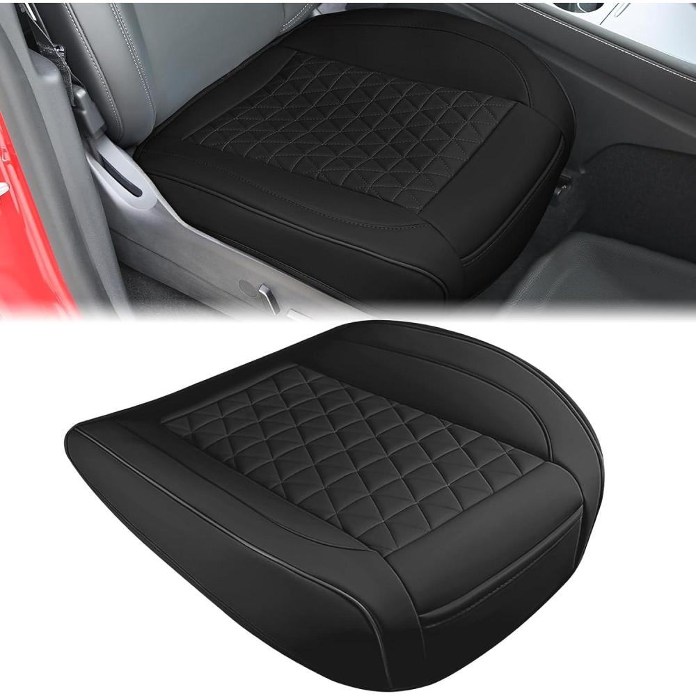 imageNilight Car Seat Cushion Cover Beige Leather Front Seats Waterproof AntiSlip with Storage Bag Wraps Bottom Fits Cars Sedan Van SUV TruckBlack Triangle