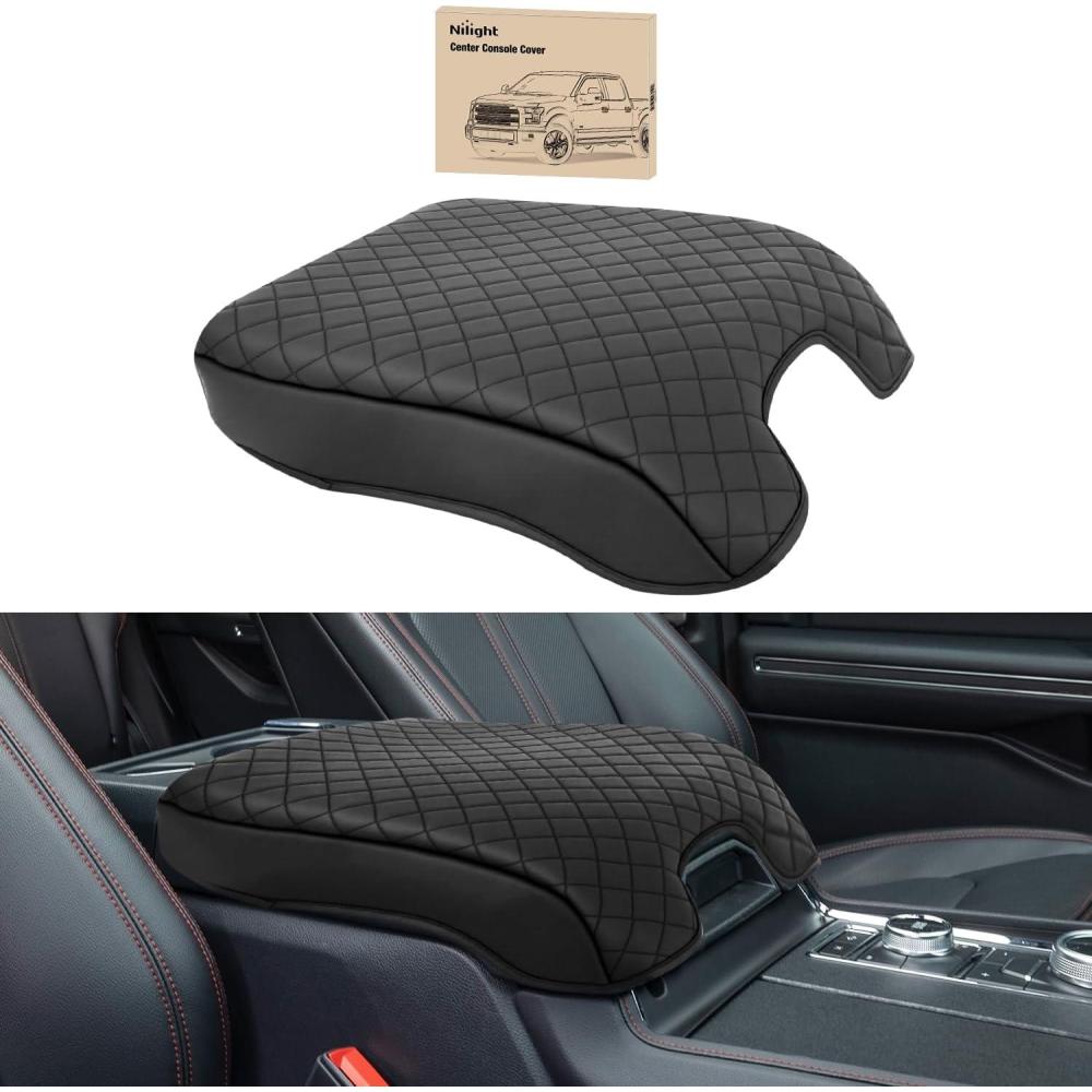imageNilight Center Console Cover Compatible with 20112019 Ford Explorer PVC Leather Armrest Cover for Car Middle Center Console Cushion Pad Waterproof Console Covers Car Armrest Box Cover BlackFord F150 F250 F350 F450 20152022