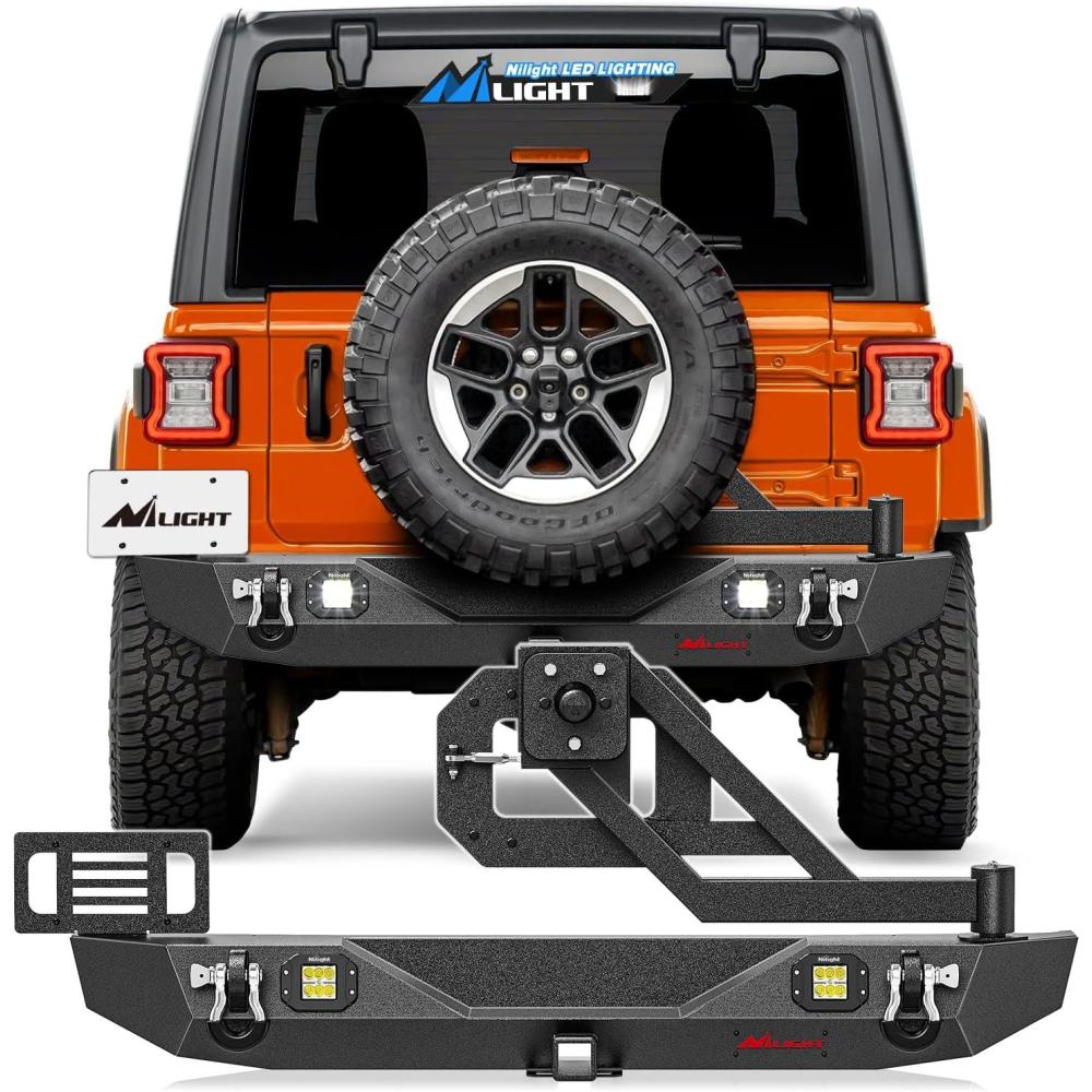 imageNilight Door Storage Rack Movable Cart Door Holder Sliding Bracket Hanger for Wrangler JK JL Gladiator JT 2007 2008 2009 2010 2011 2012 2013 2014 2015 2016 2017 2018 2019 2020 2021 2022 2023 2024 2025JL Rear Bumper 20182024