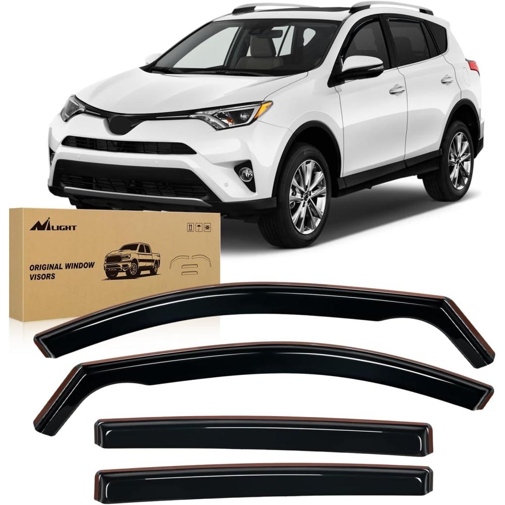 imageNilight Durable Rain Guards for Toyota Tacoma Double Cab 2016 2017 2018 2019 2020 2021 2022 2023 Window Deflectors Vent Window Visors 4 PiecesFor 20132018 Toyota RVA4