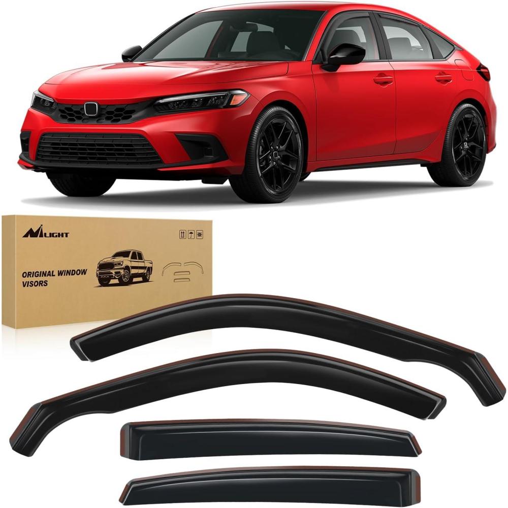 imageNilight Durable in Channel Rain Guards for Honda Civic Hatchback HB LX Sport Touring EXL 2022 2023 2024 Window Deflectors Vent Window Visors4pcsHonda Civic Hatchbac 20222024