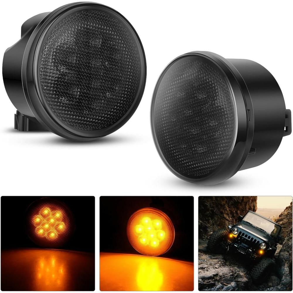 imageNilight JK Tail Light LED Red Running Stop Brake Turn Signals Lights White Reverse Back Up DOT APPROVED Smoked Lens Taillight Compatible with 20072018 Wrangler JKUJK 20072017 Turn Signals Light