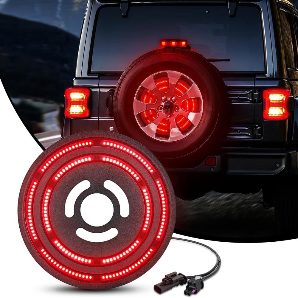 imageNilight JK Tail Light LED Red Running Stop Brake Turn Signals Lights White Reverse Back Up DOT APPROVED Smoked Lens Taillight Compatible with 20072018 Wrangler JKUJL 20182025 Tire Brake Light Double Row