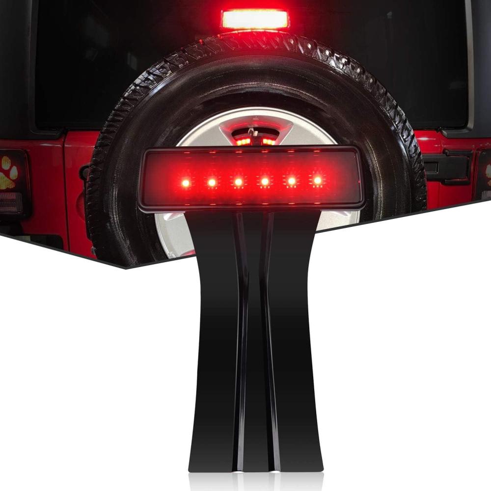 imageNilight JK Tail Light LED Red Running Stop Brake Turn Signals Lights White Reverse Back Up DOT APPROVED Smoked Lens Taillight Compatible with 20072018 Wrangler JKUJK 20072017 Third Brake Light