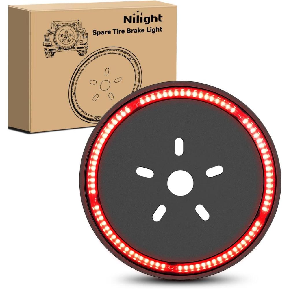 imageNilight JK Tail Light LED Red Running Stop Brake Turn Signals Lights White Reverse Back Up DOT APPROVED Smoked Lens Taillight Compatible with 20072018 Wrangler JKUJK 20072017 Tire Brake Light