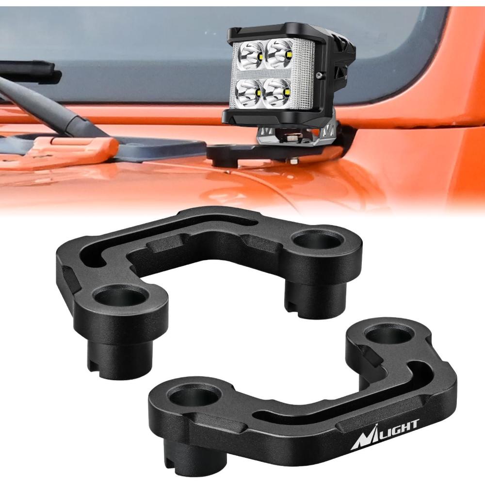 imageNilight Light Mounting Bracket Hood Cowl Mount Brackets for Front APillar Auxiliary Offroad LED Pod Light Work Lights on 20182023 Jeep Wrangler JLJLU 20202023 Gladiator JTAPillar JLJLU JT