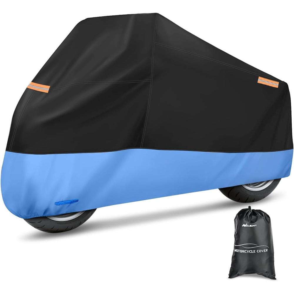 imageNilight Motorcycle Cover All Season Universal Oxford Fabric with LockHole Waterproof Durable UV with Storage Bag ampamp Protective Reflective Strip Fits up to 96quot MotorcycleXXL  108L x 41W x 50H