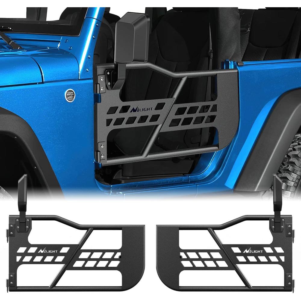 imageNilight Off Road Front Rear Tubular Doors WSide View Mirrors Compatible with 2007 2008 2009 2010 2011 2012 2013 2014 2015 2016 2017 2018 Wrangler JK 2 Door Only
